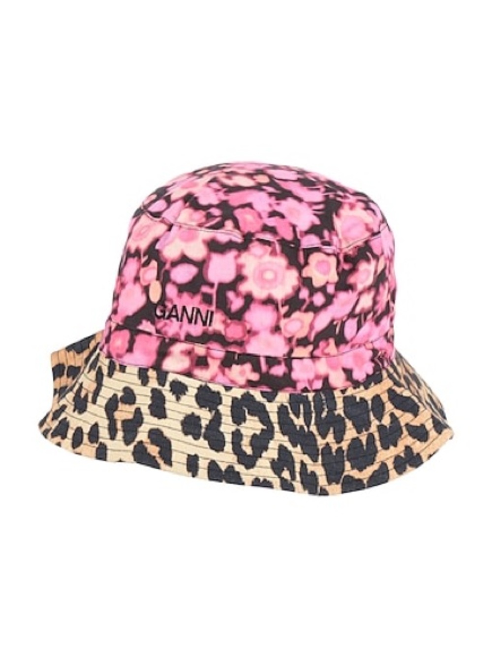 NWT Ganni Pink Leopard-Print Bucket Hat